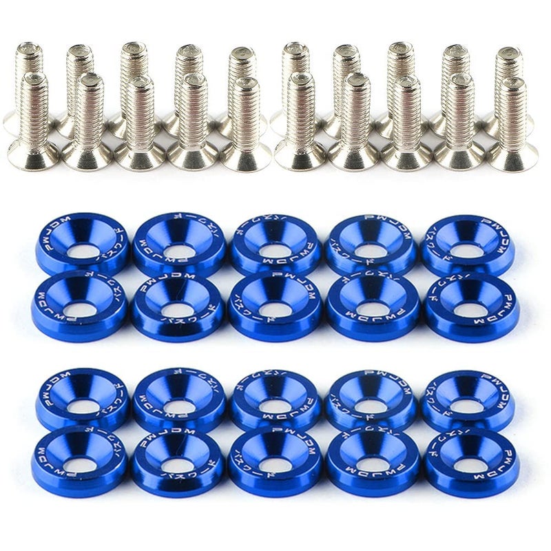 Tempsnow 20Pcs/Set Bumper Fender Washers Engine Bay Dress Up Bolts Fasteners M6 JDM Fender Washer Kit-Blue - Image 1